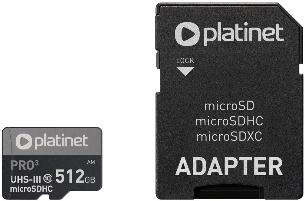 

Карта памяти Platinet Pro 3 microSDXC PMMSDX512UIII 512GB + адаптер