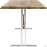 Кухонный стол Buro7 Двутавр 180 (с обзолом и сучками, дуб натуральный/белый)