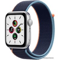 Умные часы Apple Watch SE 44 мм (алюминий серебристый/синий нейлон)