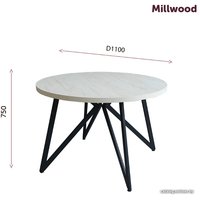 Кухонный стол Millwood Женева Л D100x75 (18 мм, дуб золотой Craft/черный)