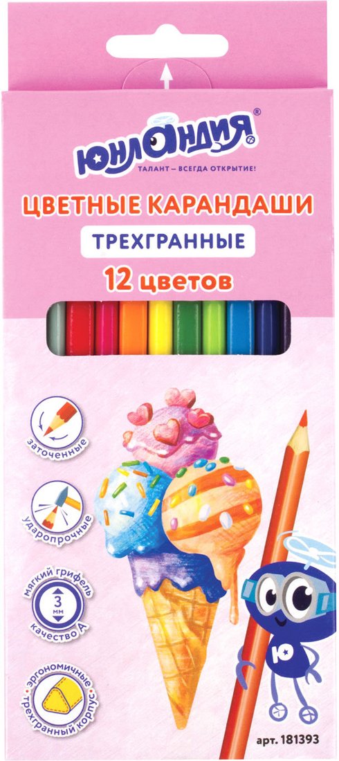 

Набор цветных карандашей Юнландия Сладкие истории 181393 (12цв)