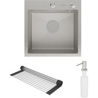 Кухонная мойка Roxen Snake 560220-45-S сатин/текстурная поверхность (с ролл-матом и дозатором)