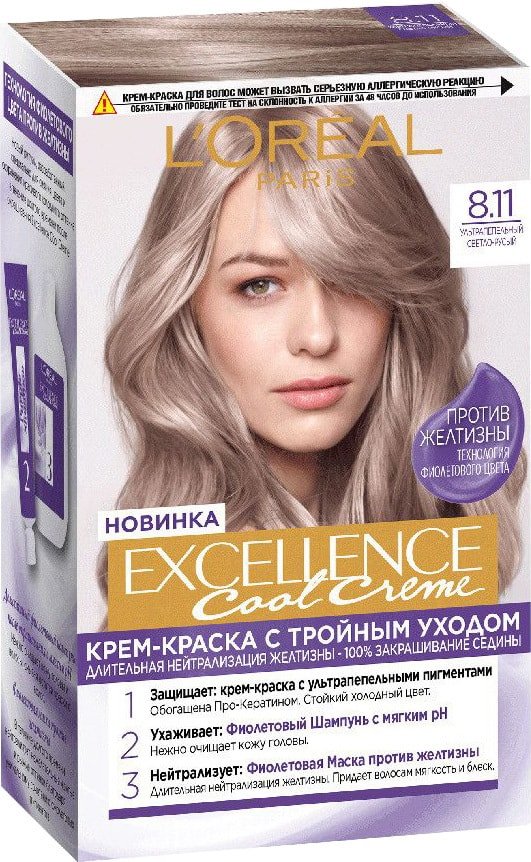 

Крем-краска L'Oreal Paris Color Excellence Cool Creme 8.11 ультрапеп. светло-русый