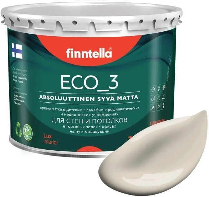 

Краска Finntella Eco 3 Wash and Clean Ranta F-08-1-3-LG238 2.7 л (теплый бежевый)