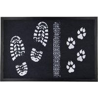 Придверный коврик Venera Home Следы ПВХ 60x90 (черный)