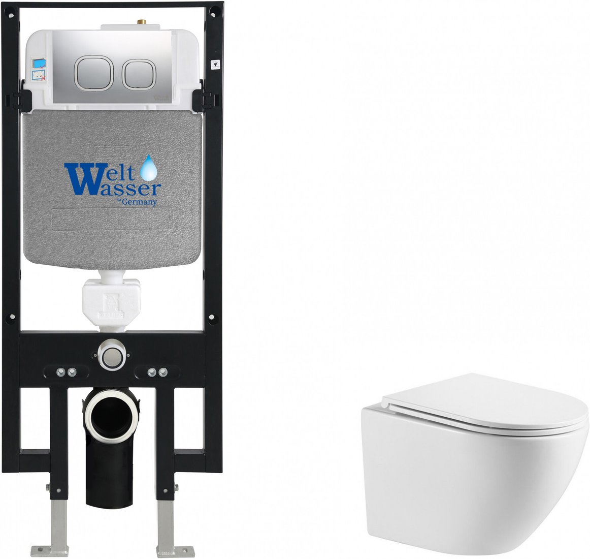 

Унитаз подвесной WeltWasser Amberg 497 + Merzbach 043 GL-WT + Amberg RD-CR