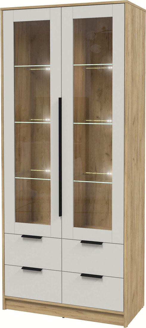 

Шкаф-витрина Интерлиния Концепт КТ-ШВ2 с подсветкой (персидский жемчуг/дуб золотой)