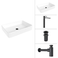 Умывальник Lauter 21842 + Reef 21CK8678BS + сифон 21635B + дон.клапан 21190B (черный матовый)