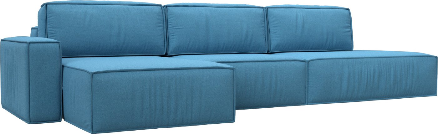 

Угловой диван Лига диванов Прага модерн лонг левый 125543L (рогожка амур голубой)