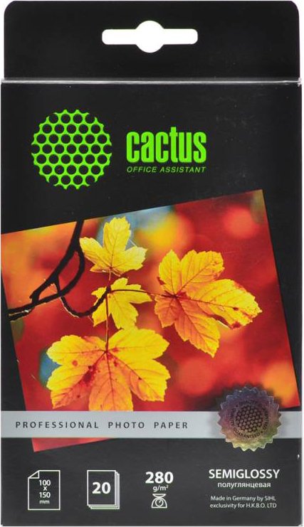 

Фотобумага CACTUS Prof Полуглянцевая 10x15 280 г/м2 20 листов CS-SGA628020