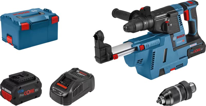 

Перфоратор Bosch GBH 18V-26F Professional 061191000G (с 2-мя АКБ 5.5 Ач, кейс, система пылеудаления)