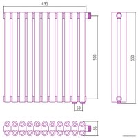Стальной трубчатый радиатор Сунержа Эстет-00 EU50 500х495 11 секций (белый)