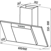 Кухонная вытяжка MAUNFELD Gloria 60 (нержавеющая сталь/прозрачное стекло)