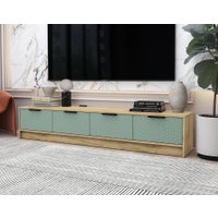 Тумба Интерлиния ТВ Концепт КТ-ТВ4-35 Техно (дуб золотой/мята)