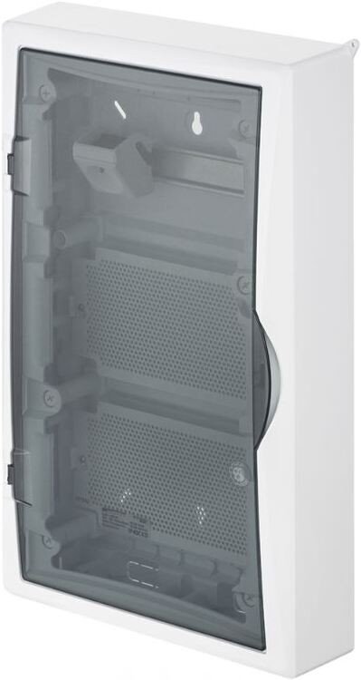 

Бокс пластиковый Elektro-Plast Eco Box мультимед, TS35+2x МП перф.118x270mm, дымчатая пласт. дверь, белый RAL9003, 560x354x107mm, IP40