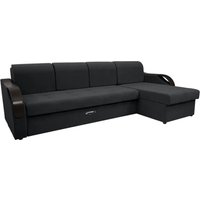 Угловой диван Сириус Лидер-6 с оттоманкой НПБ 300x165 (Eva 11 велюр черный)