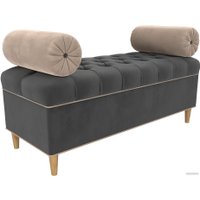 Банкетка Лига диванов Глория 113663 (велюр серый/бежевый/бежевый)