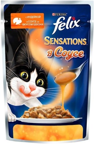 Пресервы Felix Sensations в соусе с индейкой и беконом 0.085 кг