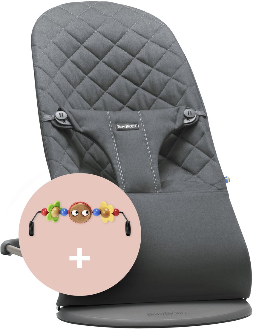 

Шезлонг BabyBjorn Bliss Cotton с игрушкой (хлопок, anthracite)