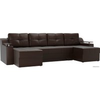 П-образный диван Лига диванов Сенатор 28919 (экокожа, коричневый)