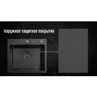 Кухонная мойка Astir PVD Black 50x44B (с сифоном, дозатором и коландером)