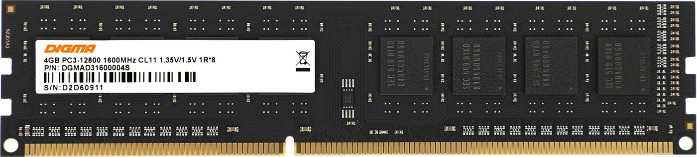 

Оперативная память Digma 4ГБ DDR3 1600 МГц DGMAD31600004S