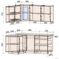 Готовая кухня Интерлиния Мила Матте 1.5x1.7 А левая (индиго/индиго глянец/кастилло темный)