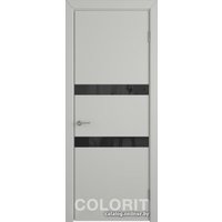 Межкомнатная дверь Юркас Colorit К6 ДО 80x200 (эмаль светло-серая, lacobel черный лак)