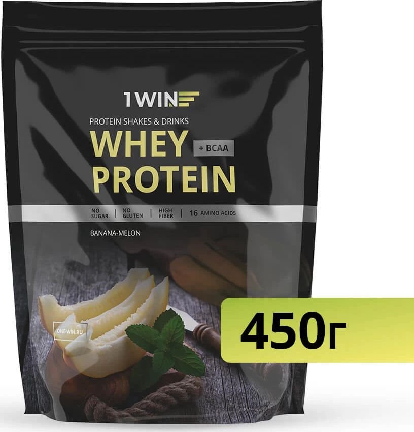 

Протеин сывороточный (концентрат) 1WIN Whey Protein + BCCA (банан/дыня, 450г)