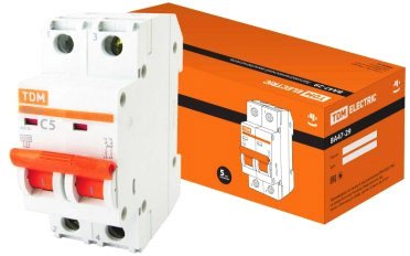 

Выключатель автоматический TDM Electric ВА 47-29 2Р 5А (C) 4.5кА SQ0206-0088