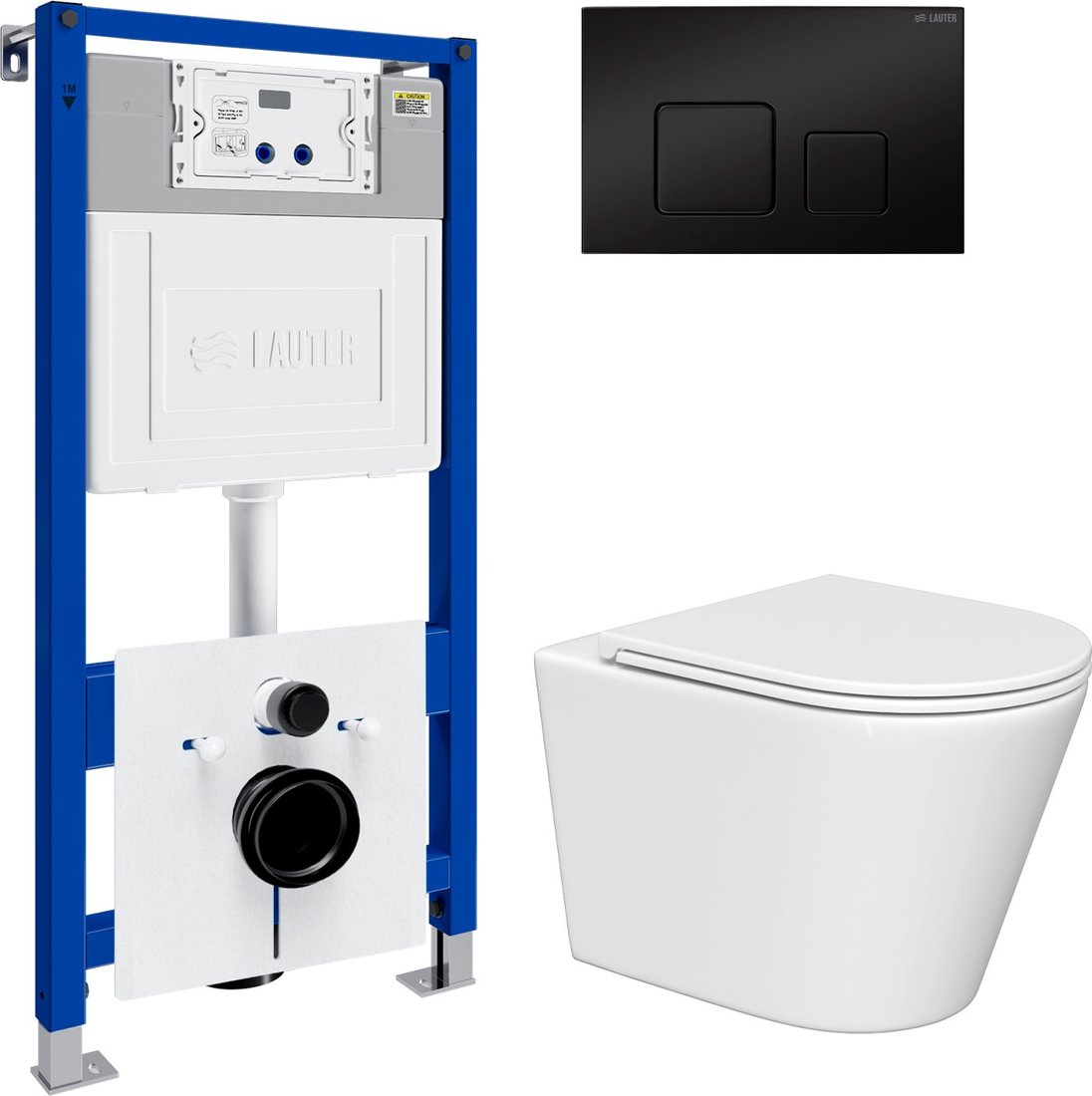 

Унитаз подвесной Lauter Longer 2110822 с кнопкой 219704F (квадратная, черный)