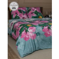 1.5-спальный комплект постельного белья Amore Mio Мако-сатин Bell Микрофибра 1.5сп 92988 (зеленый/розовый)