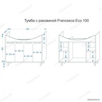  Francesca Тумба Eco 100 с умывальником Эльбрус 100 (дуб/белый)