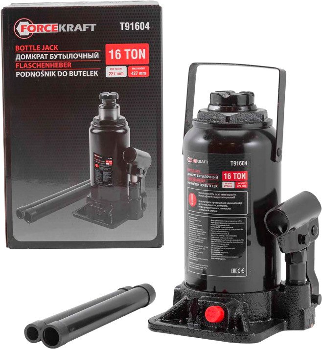 

Бутылочный домкрат ForceKraft FK-T91604(DS) 16т