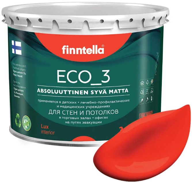 

Краска Finntella Eco 3 Wash and Clean Puna Aurinko F-08-1-3-FL125 2.7 л (красный)