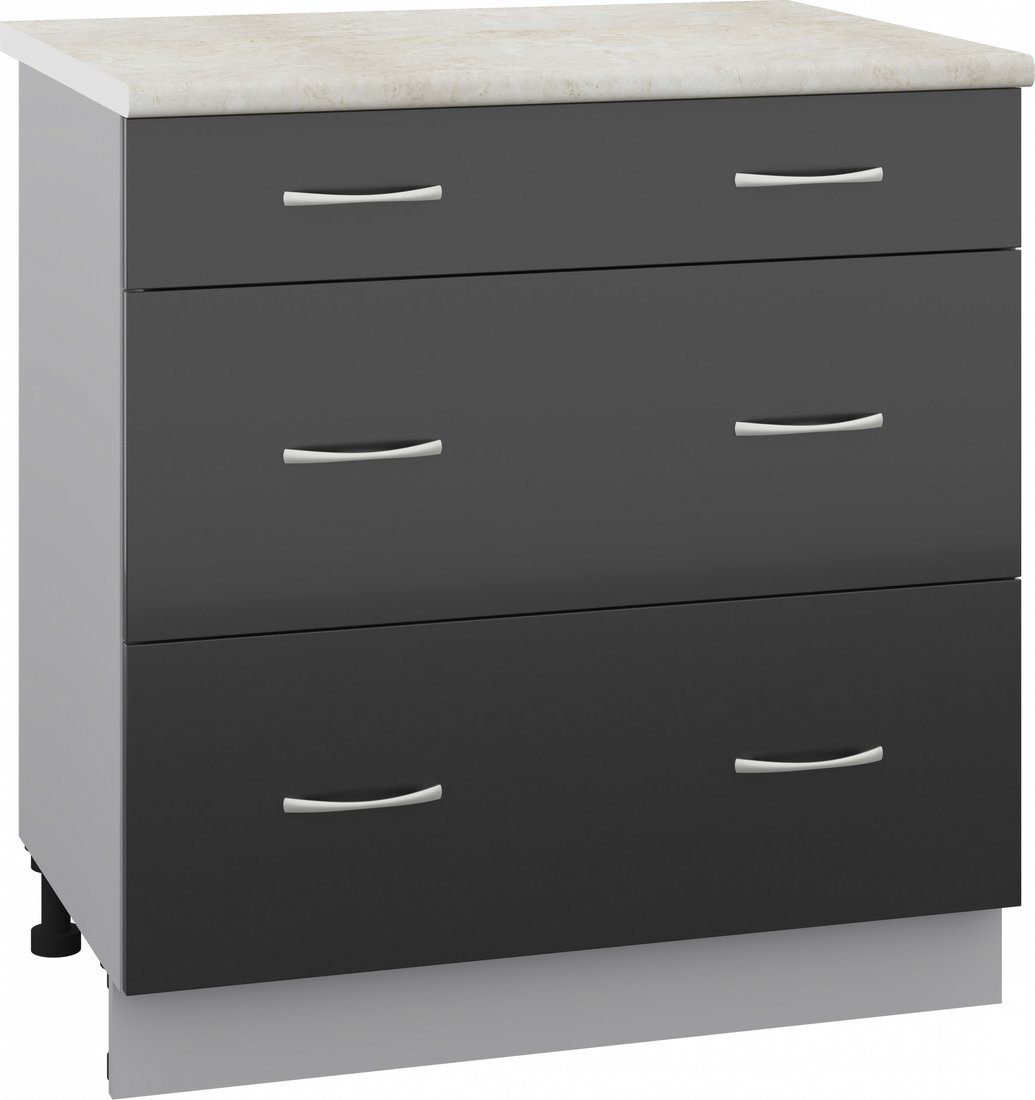 

Шкаф напольный Кортекс-мебель Корнелия Лира НШ80р3ш (черный/королевский опал)