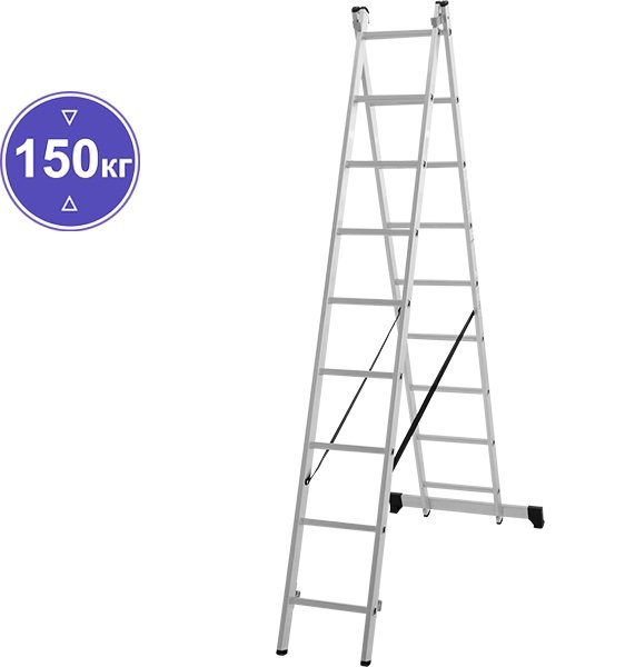 

Лестница-стремянка Новая высота NV 122 алюминиевая двухсекционная 2x9 ступеней