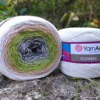 Пряжа для вязания Yarnart Flowers 274 250 г 1000 м (белый; бежевый; зеленый; серый)