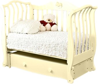 Классическая детская кроватка Красная звезда Юлиана Мишка на облаке С757 (ваниль)