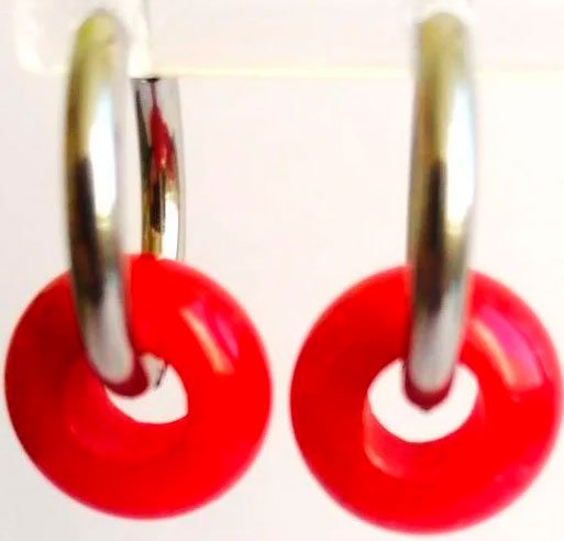 

Серьги Handmade ИП Егорова Кольца с Красным Нефритом цвет серебро