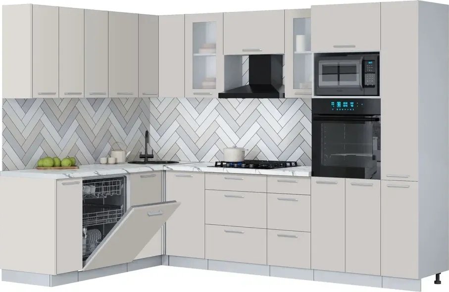 

Готовая кухня Интерлиния Мила Gloss 1.896х2.88 (кашемир/кашемир/белый гранит)