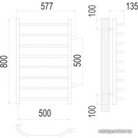 Полотенцесушитель TERMINUS Виктория П8 500x800 бп (хром)