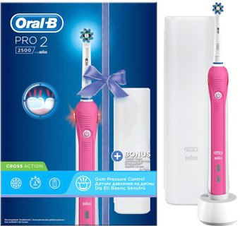 Электрическая зубная щетка Oral-B Pro 2 2500 Cross Action D501.513.2X (розовый)