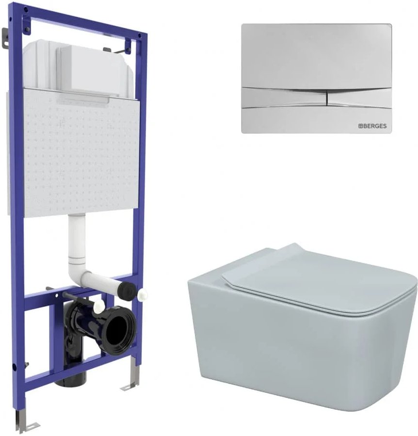 

Унитаз подвесной Berges Wasserhaus Floe Rimless + Floe Slim SO + Novum525 + F3 043223