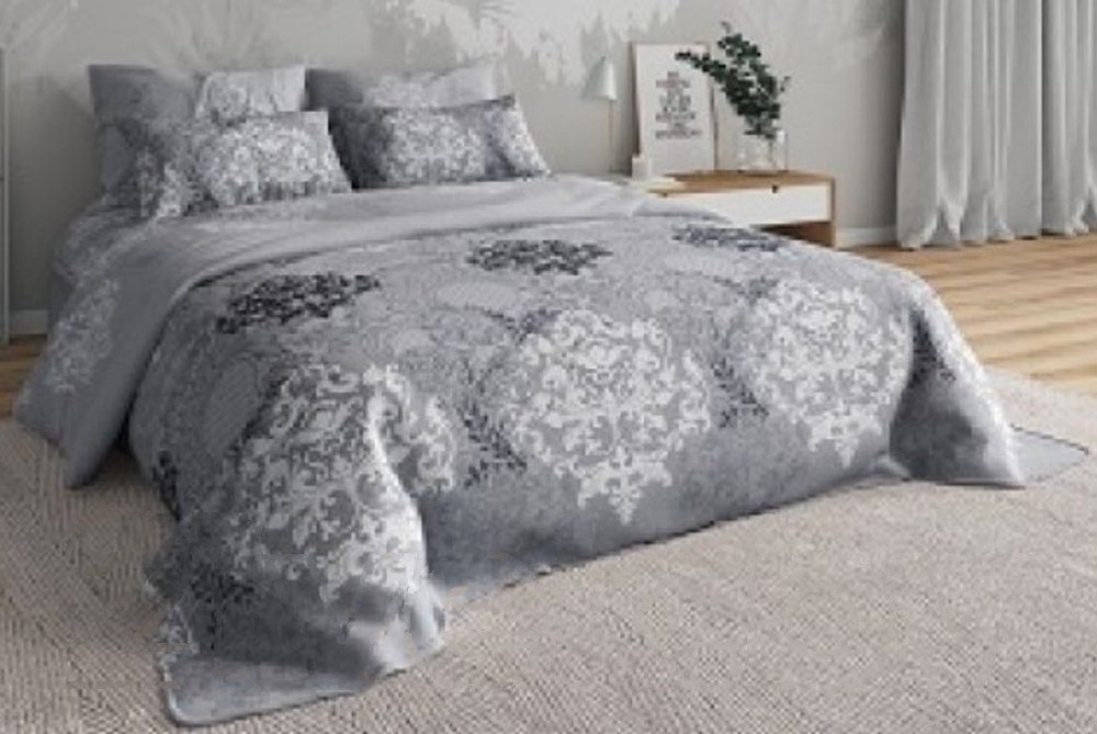 

Постельное белье Мое белье Кружево серое 0334/1 (евро, нав. 70x70)
