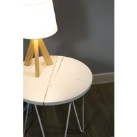 Журнальный столик Sheffilton SHT-CT79 (белый мрамор/белый муар)