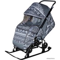 Санки-коляска Galaxy Снежинка Универсал 1 (финская ночь/олени на сером)