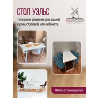 Кухонный стол Millwood Лофт Уэльс Л 160x80x75 (36 мм, белый/металл белый)