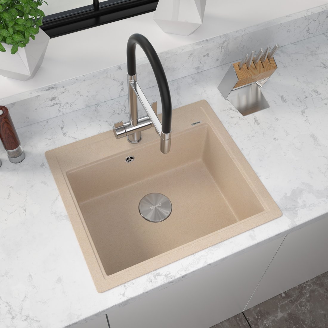 

Кухонная мойка ZorG Rock 60 Premium beige