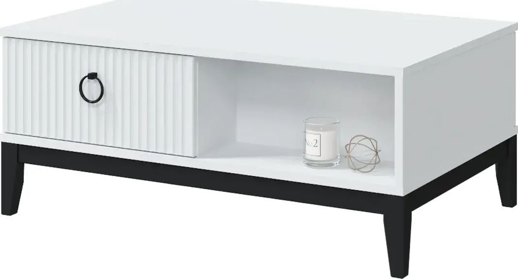 

Журнальный столик MLK Шарлиз с шуфлядкой (белое сияние/белый снег)